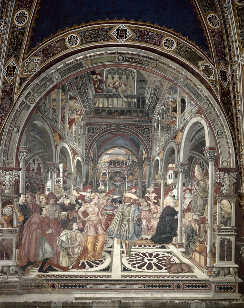 Pave Celestine III (ca. 1106-98) giver Hospitalet i Siena autonomi, 1442 af Domenico di Bartolo