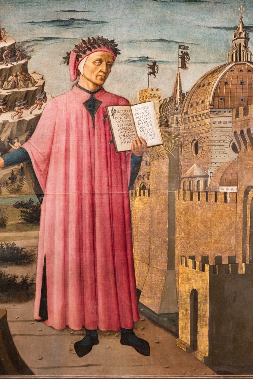 Dante Alighieris guddommelige komedie, detaljer af Domenico di Michelino