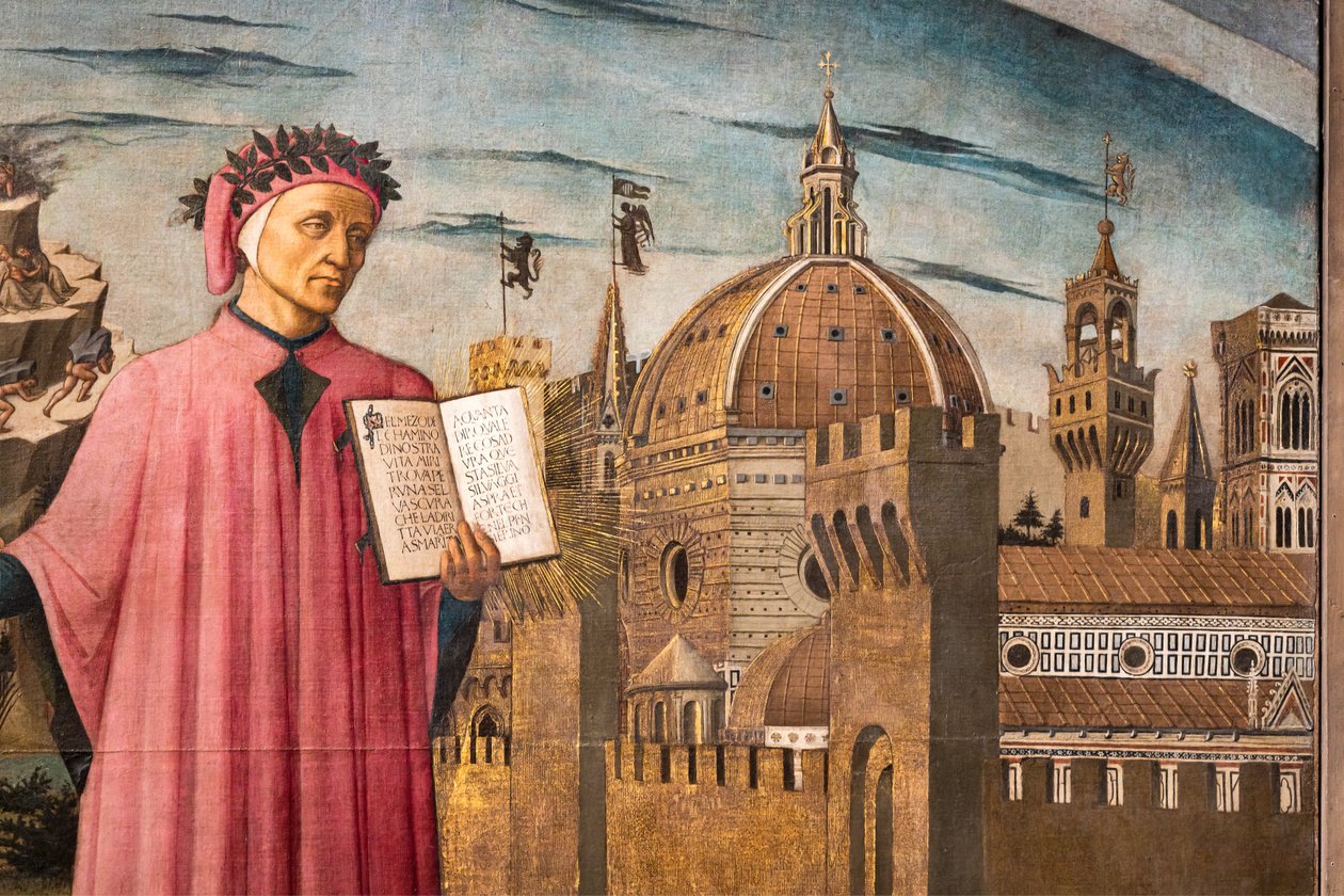 Dante Alighieris guddommelige komedie, detaljer af Domenico di Michelino