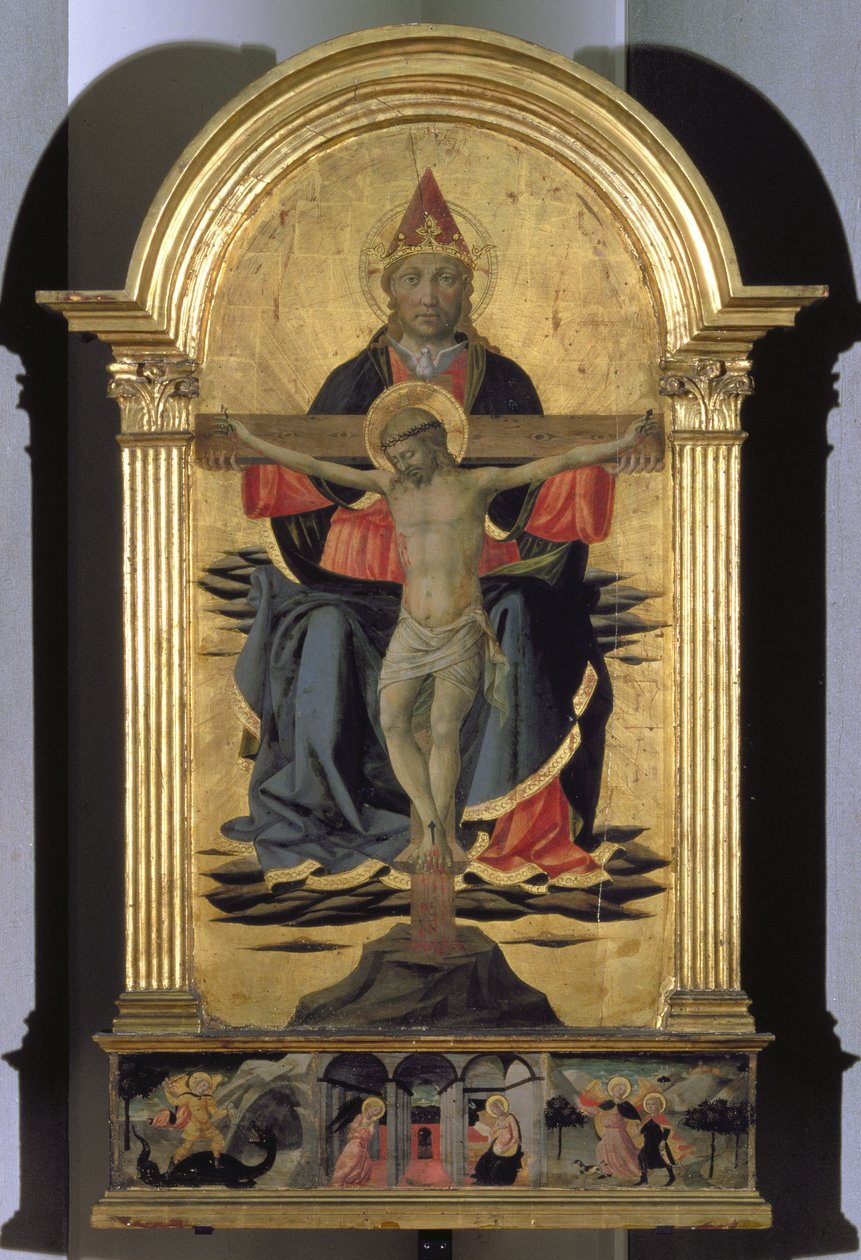 Den hellige treenighed (tempera på panel) af Domenico di Michelino