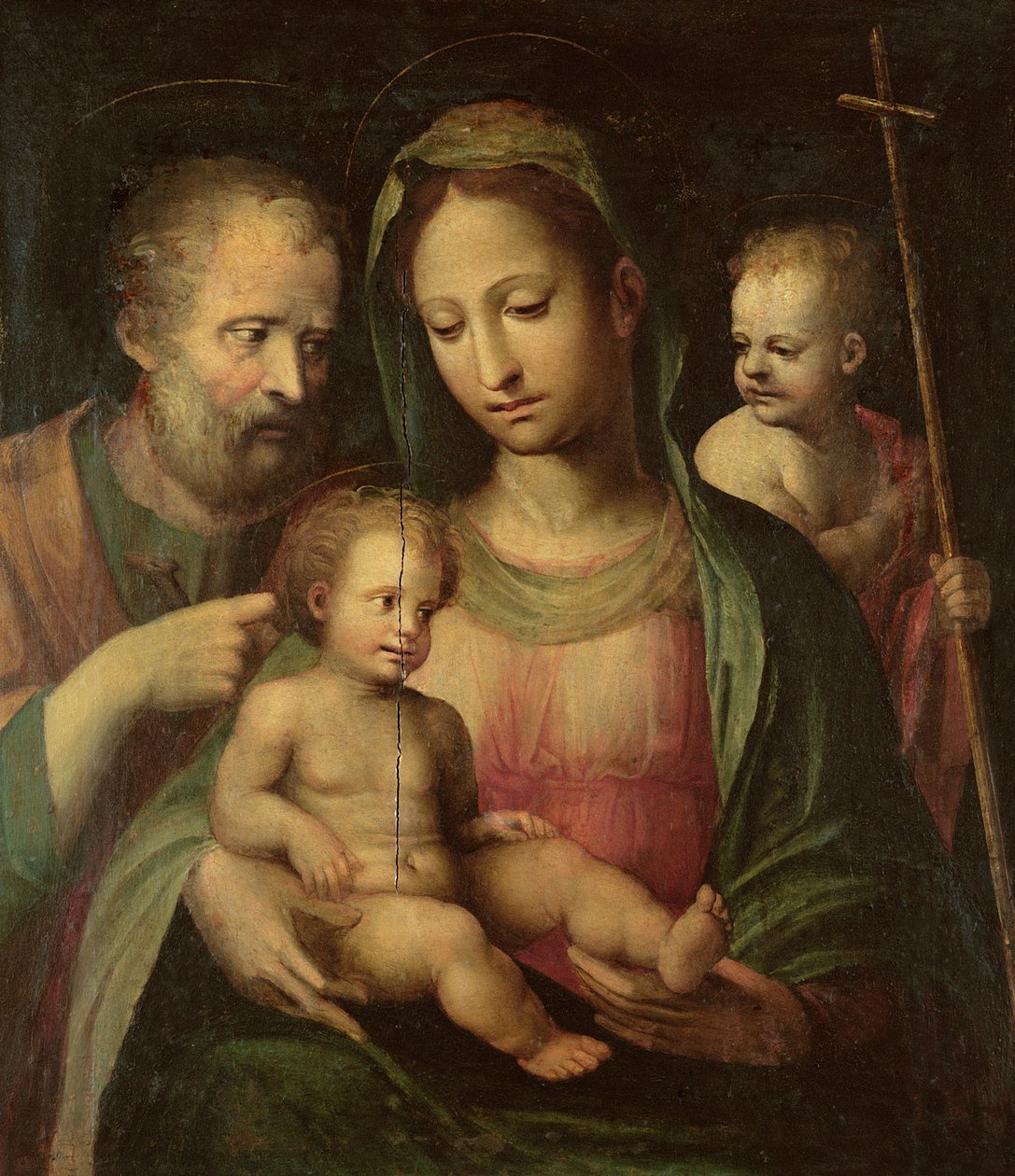 Den hellige familie med Sankt Johannes af Domenico di Pace Beccafumi  
