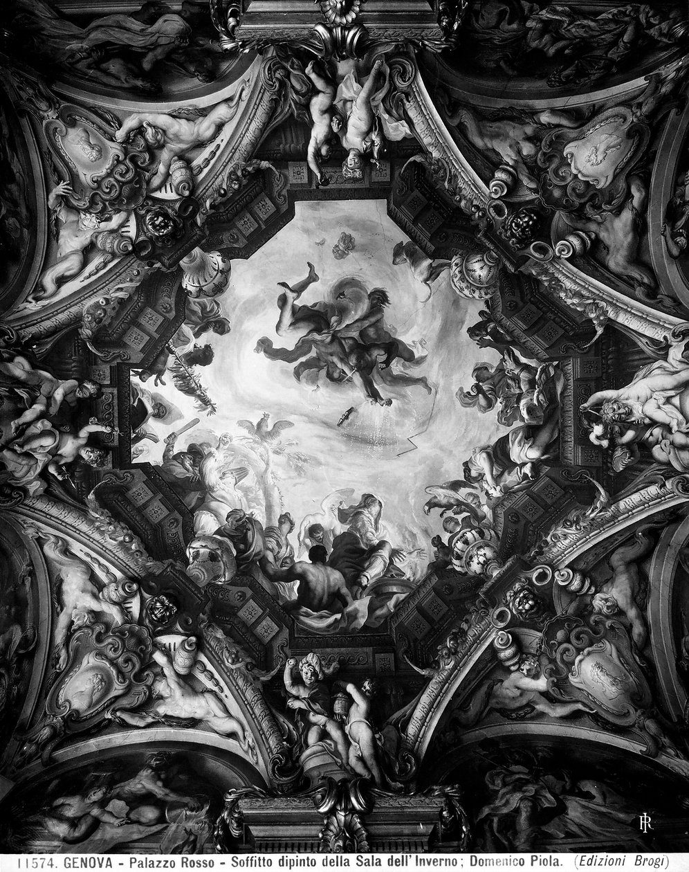 Allegory of Winter, på hvælvingen i Vinterrummet af Domenico the Elder Piola