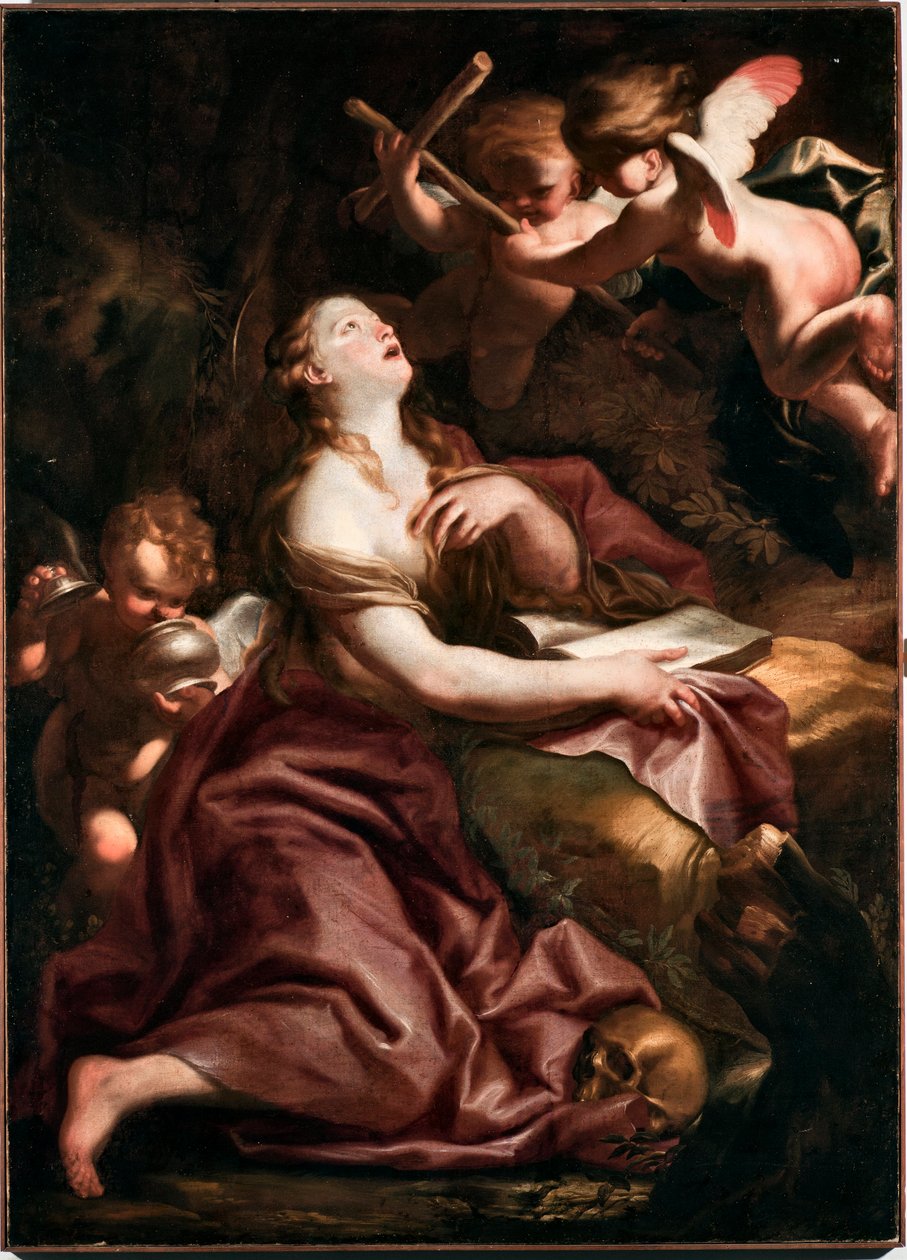 Saint Mary Magdalene (Mary-Magdalene) Maleri af Domenico Piola (1627-1703), Genes Musei di Strada Nuova (inv n PB 290) af Domenico the Elder Piola