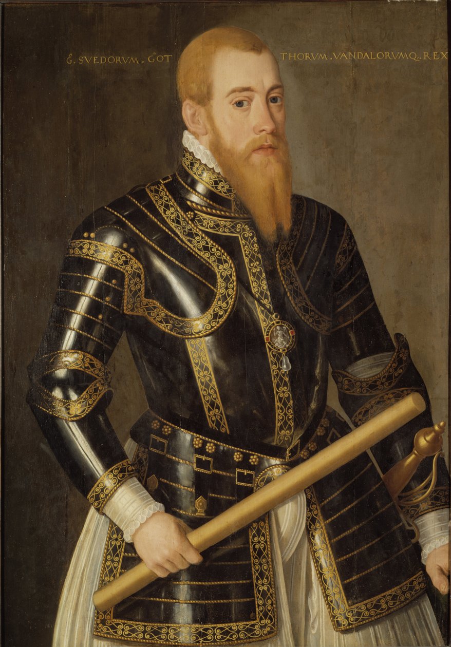 Eric XIV de Suede - Portræt af kong Erik XIV af Sverige (1533-1577), af Verwilt, Domenicus (aktiv 1544-1566). Olie på træ. Mål: 98x69 cm. Nationalmuseum Stockholm af Domenicus Verwilt