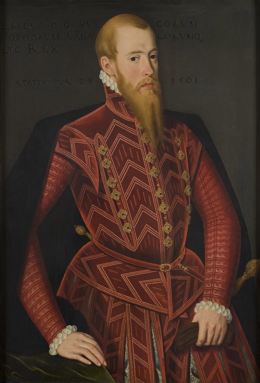 Eric XIV de Suede - Portræt af kong Erik XIV af Sverige (1533-1577), af Verwilt, Domenicus (aktiv 1544-1566). Olie på træ. Mål: 103x69 cm. Nationalmuseum Stockholm af Domenicus Verwilt