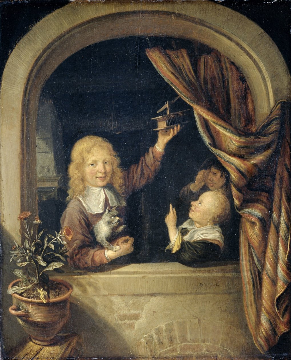 Børn med en musefælde af Domenicus van Tol