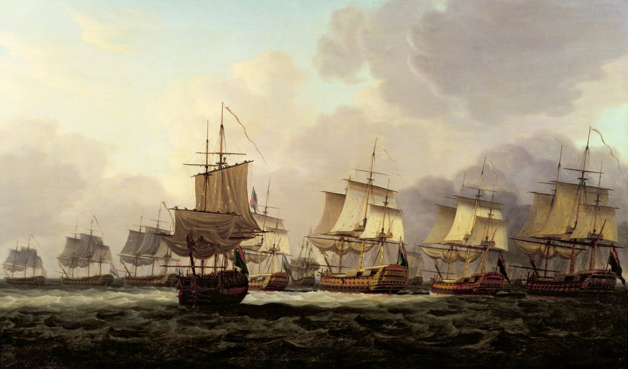 Viceadmiral Parkers aktion med den hollandske flåde på Doggerbank, 1781 af Dominic Serres