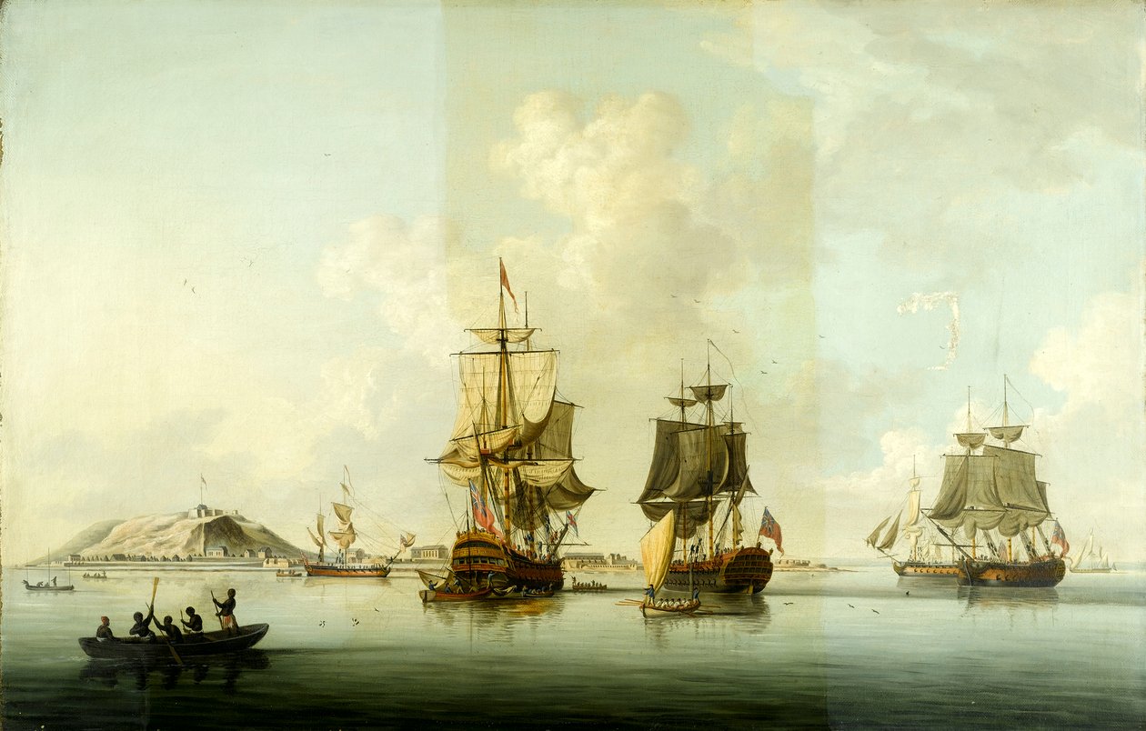 Angrebet på Goree, 29. december 1758: Skibe for anker efter aktionen af Dominic Serres
