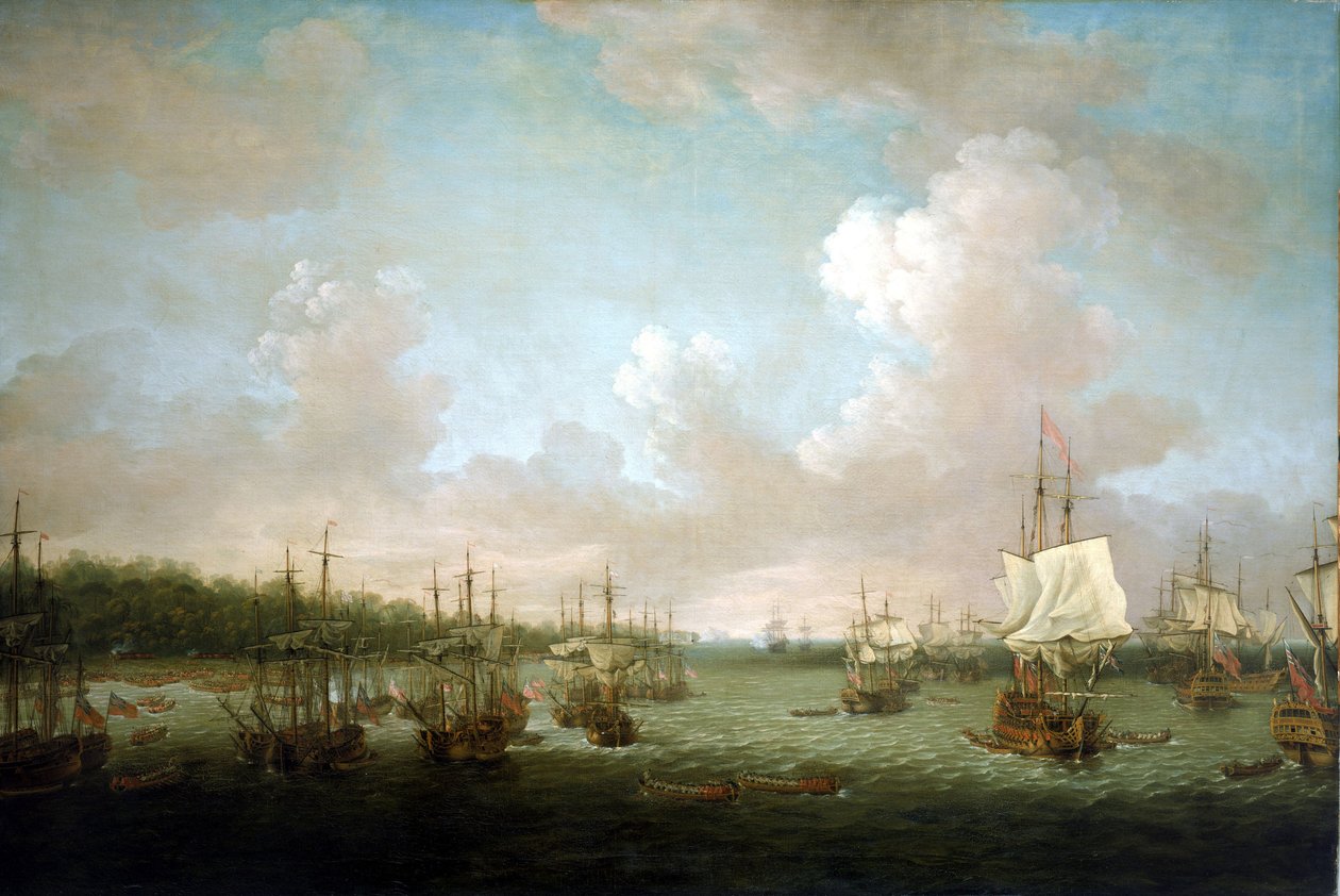 Syvårskrigen (1756-1763): Erobringen af Havana (Cuba) 1762, landsætning af kanoner og reserver den 30. juni, efter at Spanien var gået ind i konflikten i 1761, koncentrerede den britiske regering sine maritime offensiver mod spanske besiddelser i udlandet. af Dominic Serres