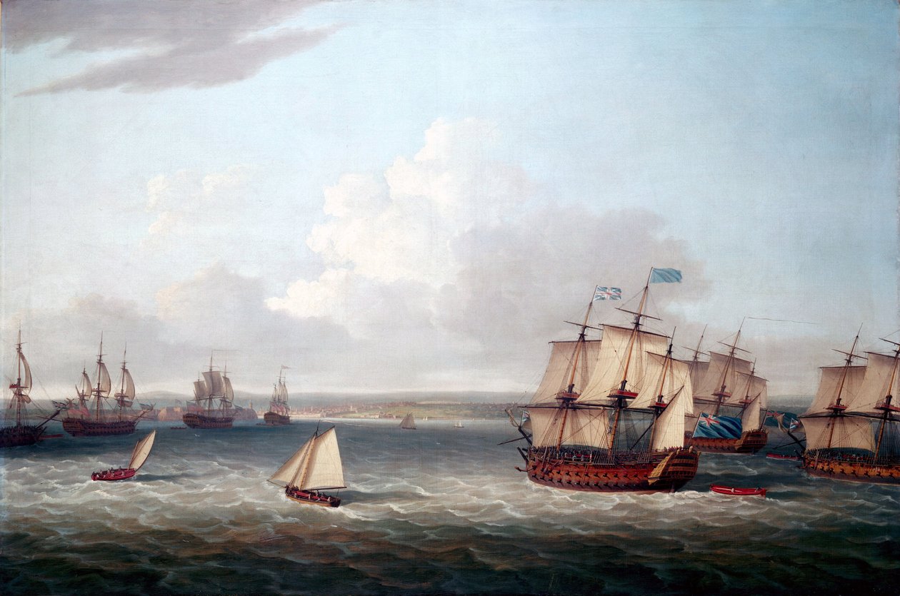 Syvårskrigen (1756-1763): Den britiske flåde gik ind i havnen i Havana (Cuba) den 21. august. af Dominic Serres