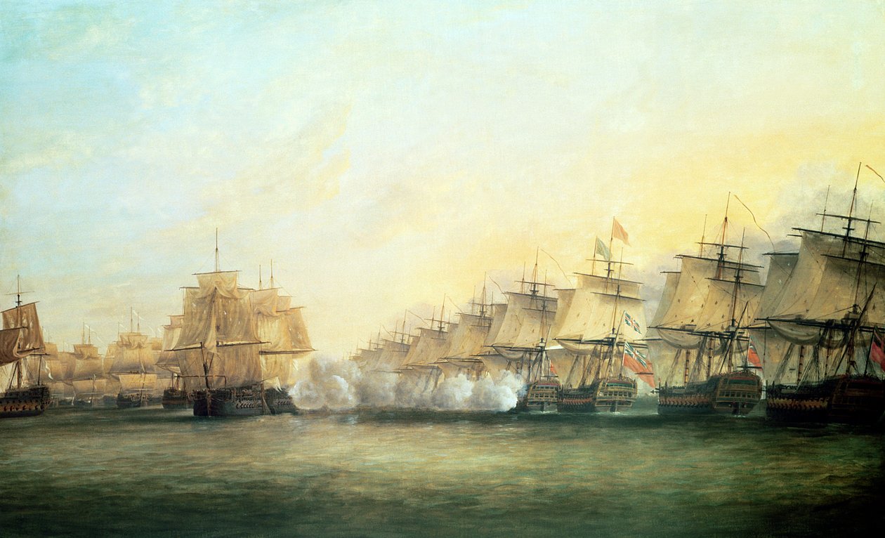 Den fjerde aktion ud for Trincomalee mellem englænderne under admiral Sir Edward Hughes (ca. 1720-94) og franskmændene under M. de Suffren, 1782 af Dominic Serres