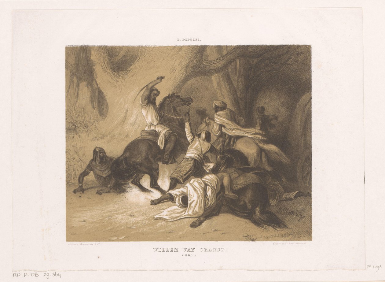 Willem mødte de Hoorn, greve af Orange, kæmper mod maurerne Vilhelm af Orange / 806 (titel på objekt) af Dominicus Anthonius Peduzzi