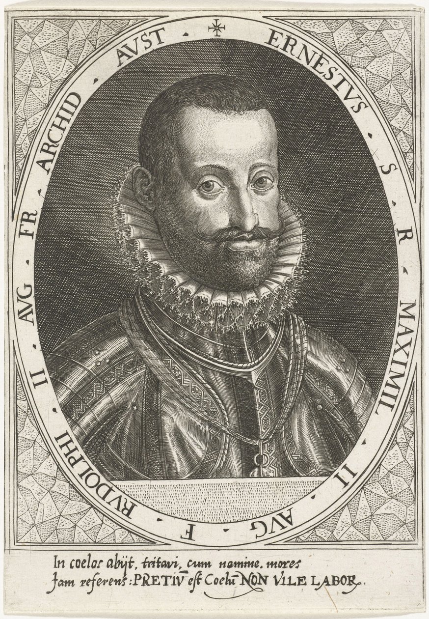 Portræt af ærkehertug Ernest af Østrig 1553-1595, ca 1595-1597 af Dominicus or Custodis Custos