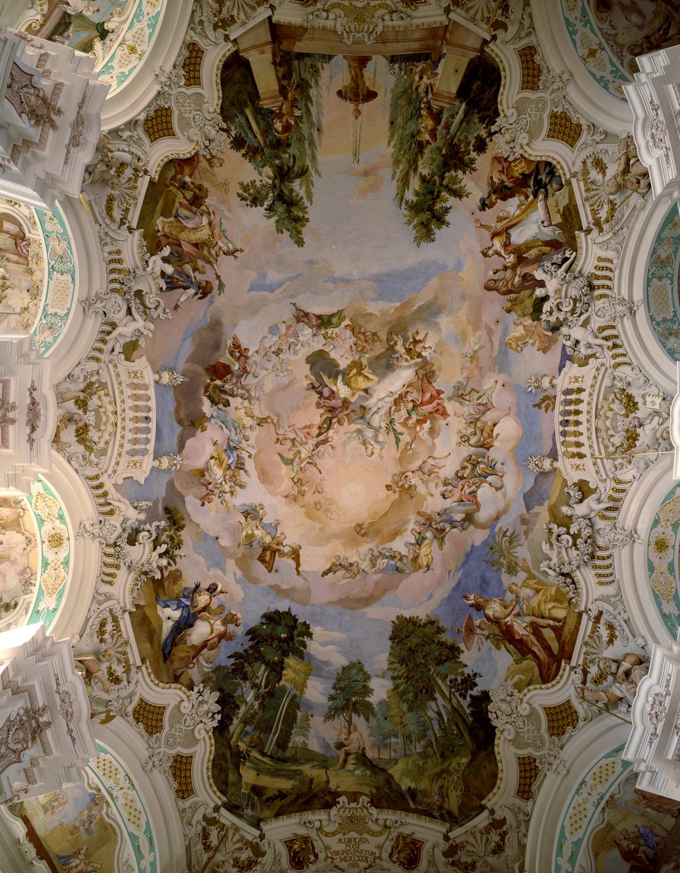 Fresco dekoration af kuplen på Schussenried klosteret af arkitekt Domenikus Zimmermann (1685-1766) 1730-1731 Schussenried, Tyskland af Dominikus Zimmermann
