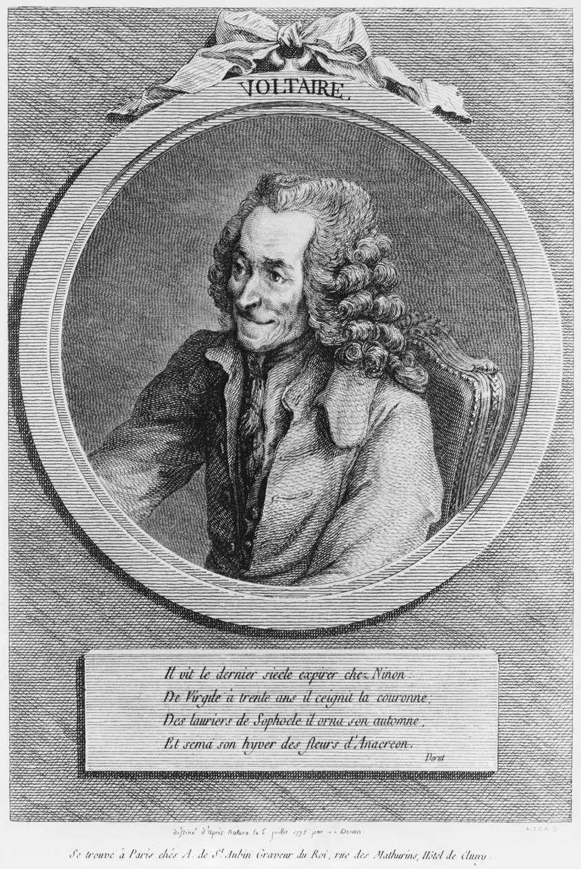 Portræt af Voltaire, fra en tegning af Denon lavet den 6. juli 1775 af Dominique Vivant Denon