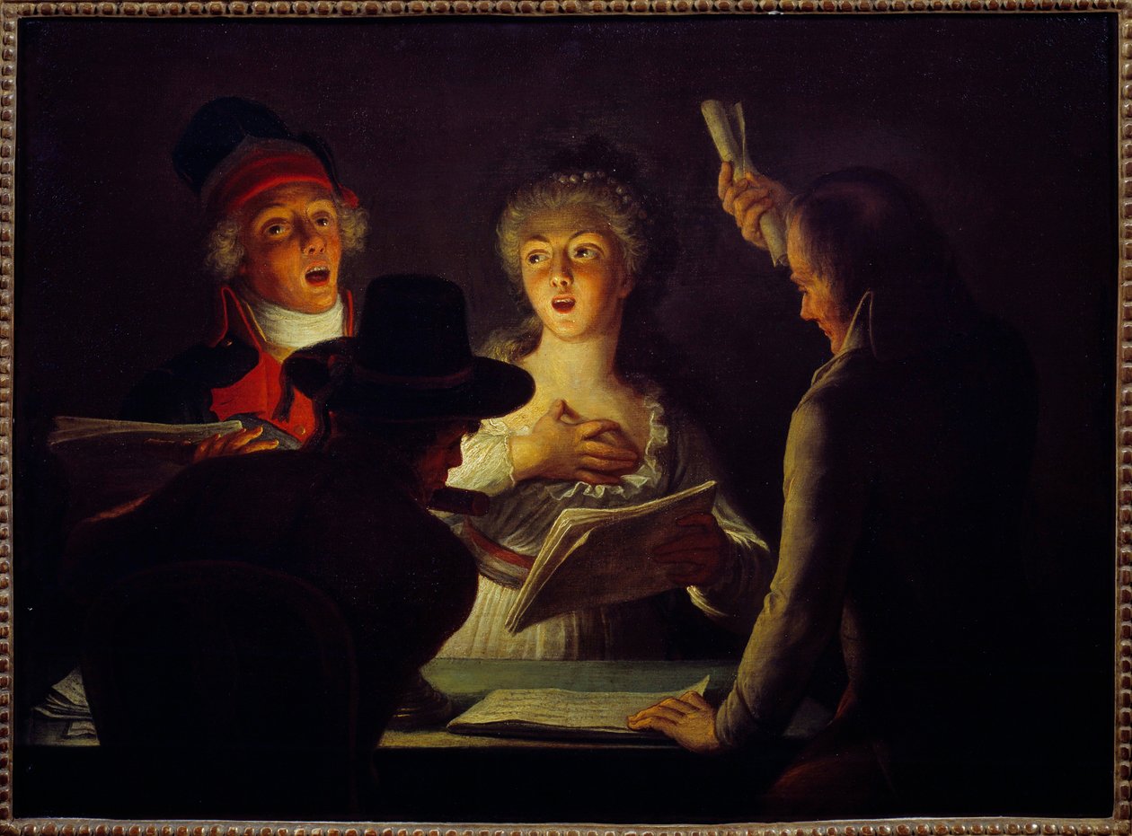 Fransk revolution: ""De patriotiske sangere"" Maleri af Dominique Doncre (1743-1820) 1794 Søn. 0,45 x 0,61 m Paris, Carnavalet Museum af Dominique Doncre