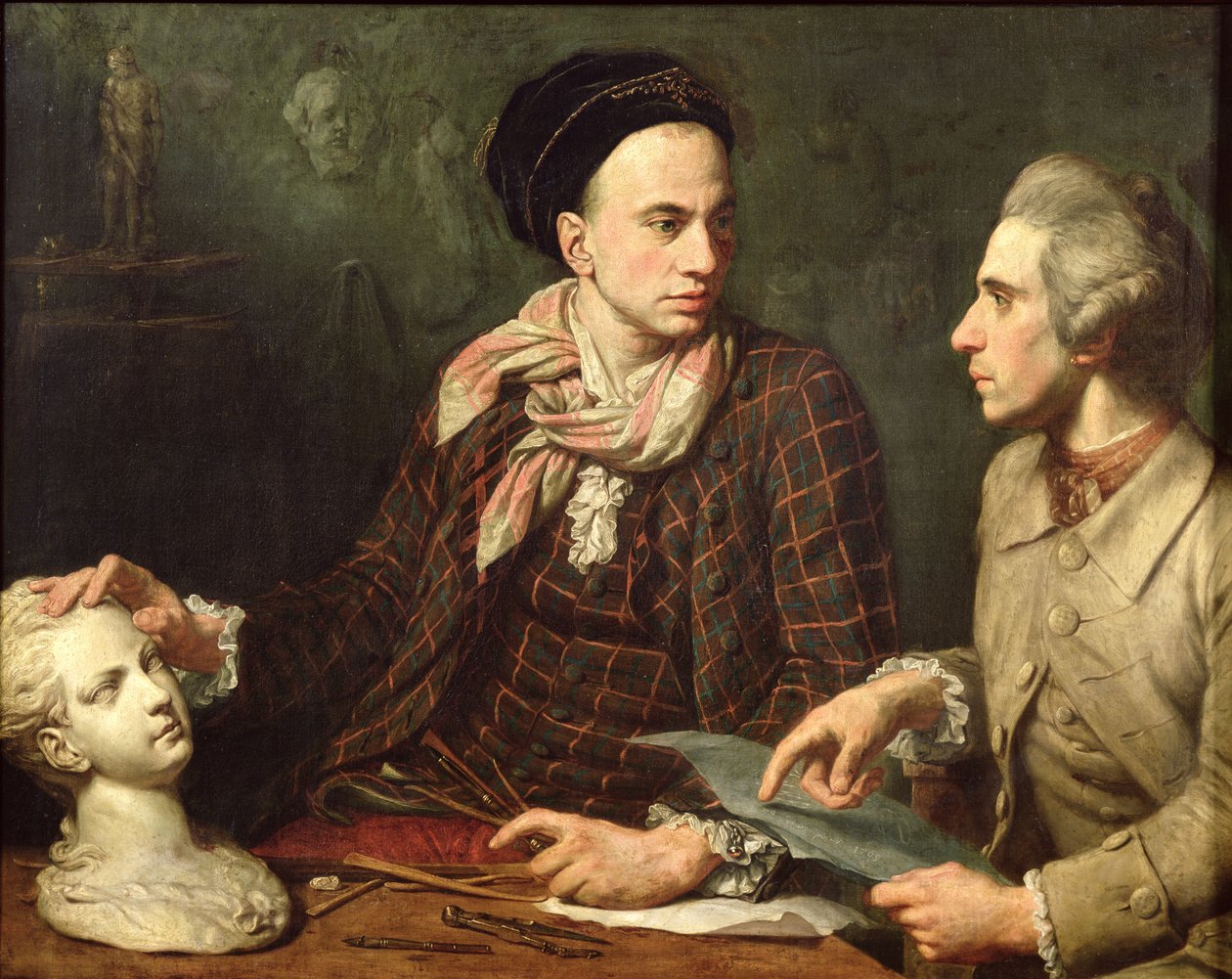 Selvportræt med Dominique Herment (1730-77) 1769 af Dominique Doncre