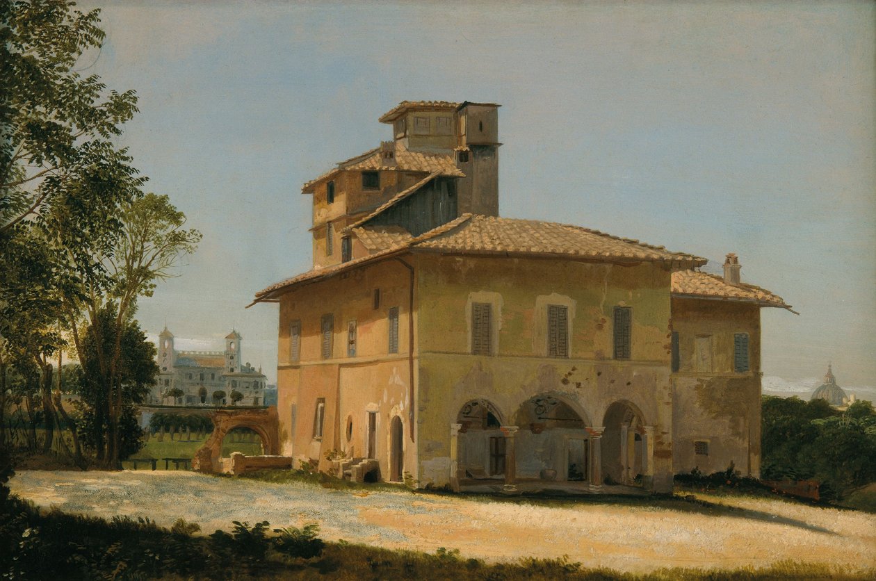 Rafaels villa i Rom, ca. 1837-40 (olie på papir på lærred) af Dominique Louis Papety