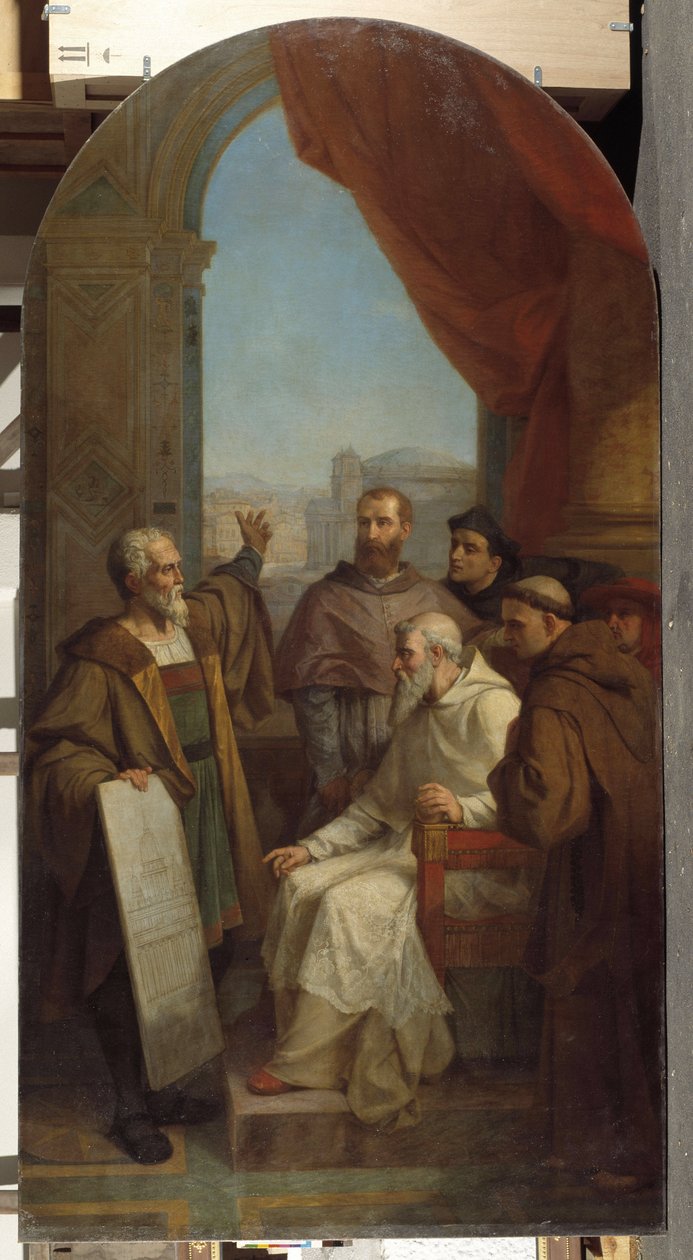 Arkitektur: den italienske maler og billedhugger Michelangelo Buonarroti kendt som Michelangelo (Michelangelo eller Michelangelo af Dominique Magaud