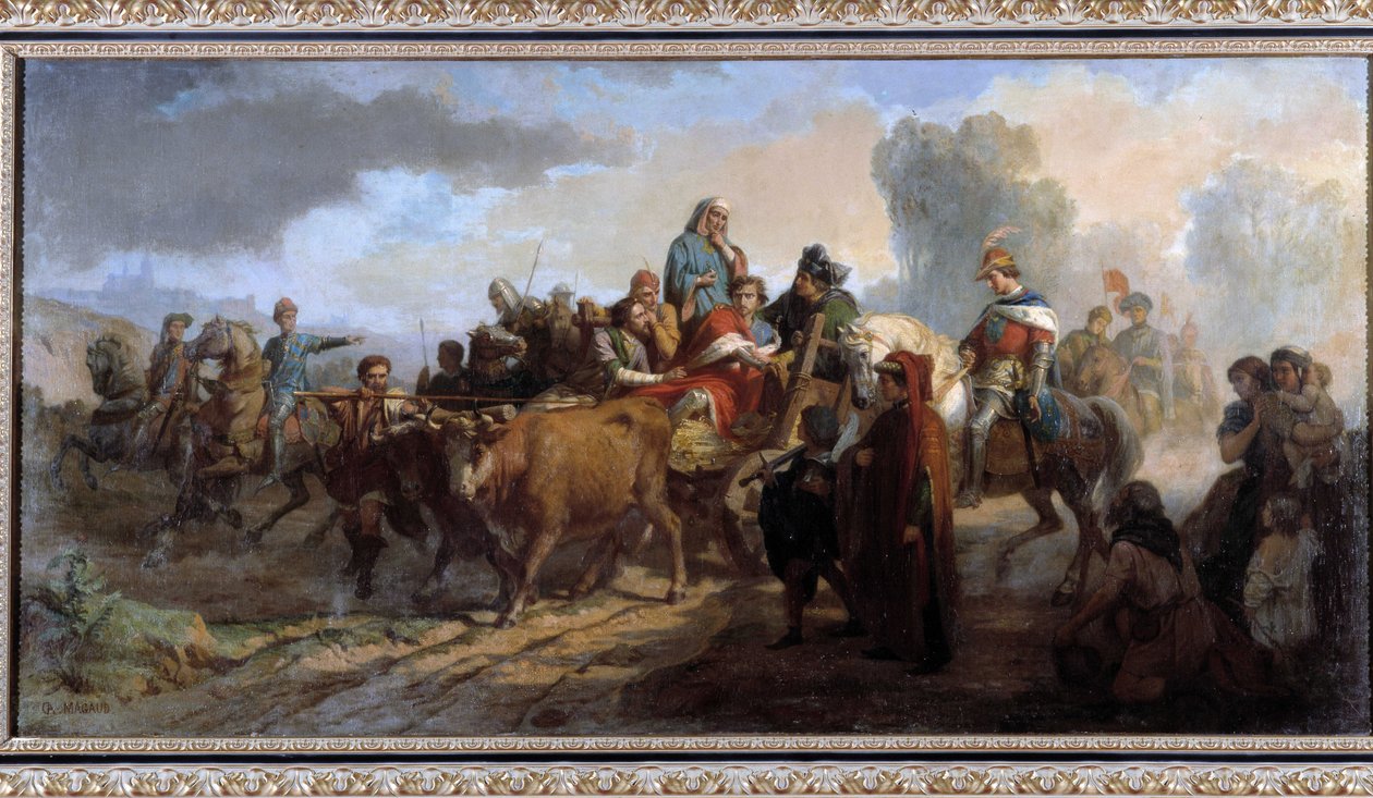 Karl VIs (1368-1422) galskab. Maleri af Antoine Dominique Magaud (1817-1899) Olie på lærred cm 111x221 Samling P. Dumon obligatorisk omtale: Samling fondation hilsen de provence Marseille af Dominique Magaud