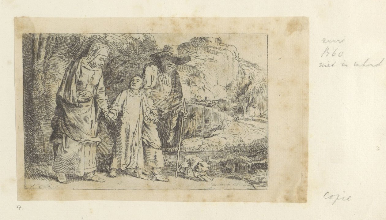 Kristus vender tilbage fra templet med Josef og Maria Recueil de quatre-vingt-cinq estampes originales (serietitel) af Dominique Vivant Denon (baron) (attributed to)