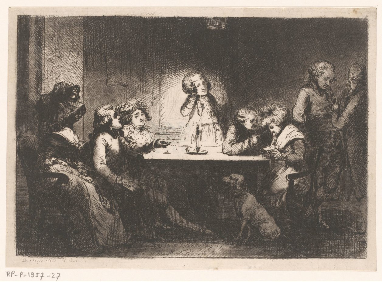 Samvær omkring et bord ved levende lys af Dominique Vivant Denon (baron)
