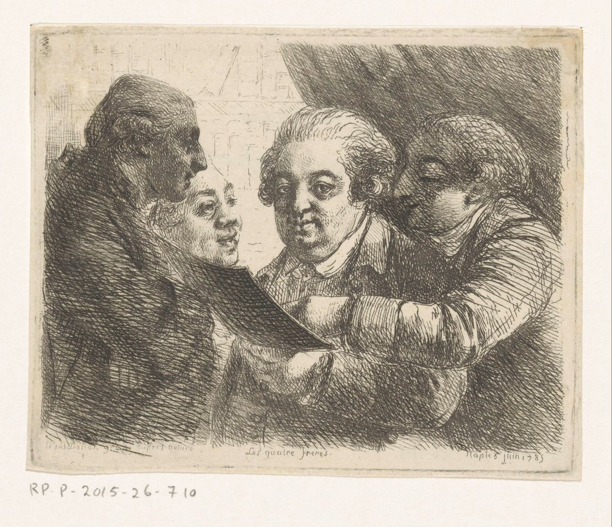 Portræt af fire brødre fra familien Terres, boghandlere i Napoli Les quatres freres (titel på objekt) af Dominique Vivant Denon (baron)