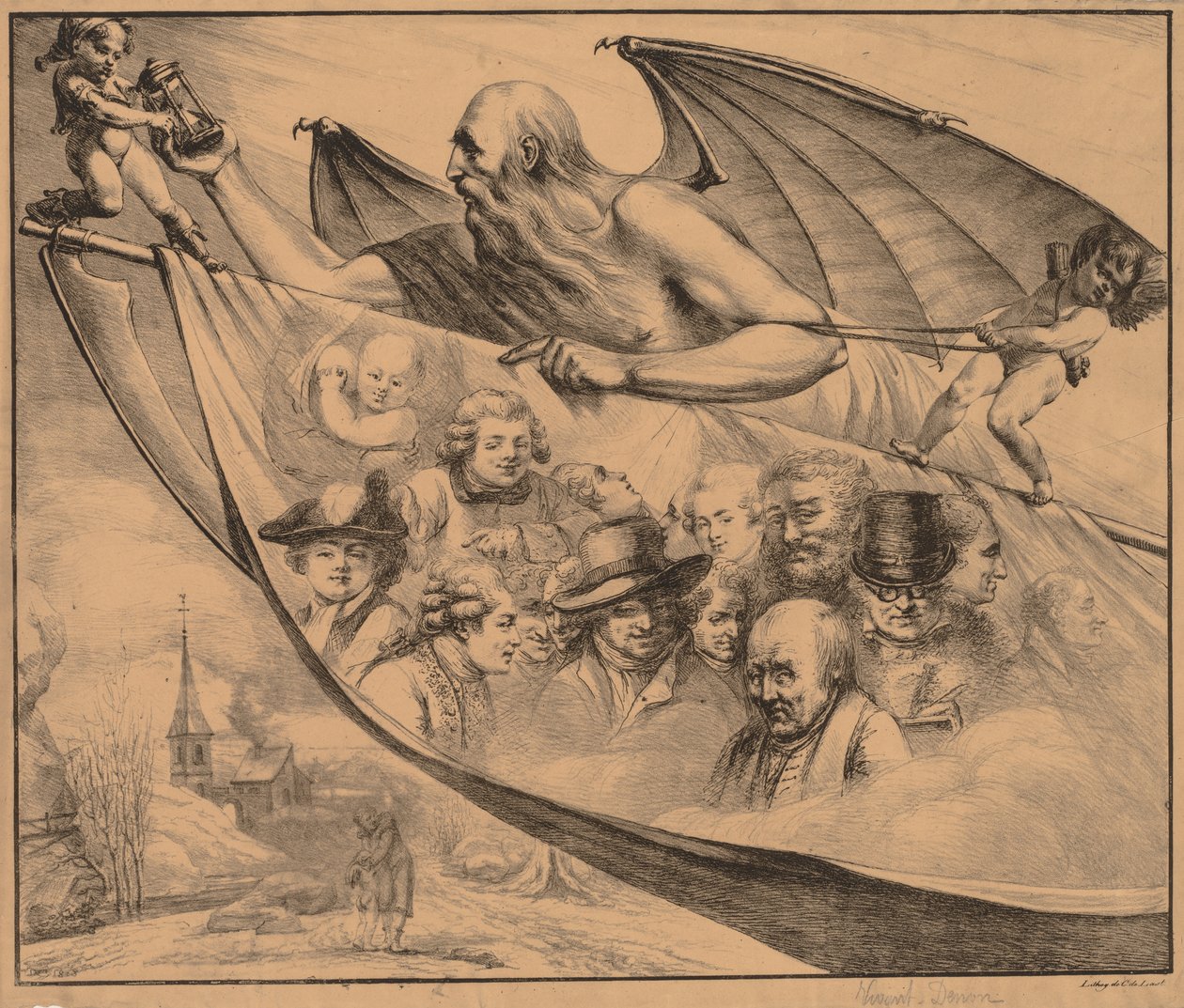 Allegori: Portrætter af kunstneren i forskellige aldre, 1818. af Dominique Vivant Denon