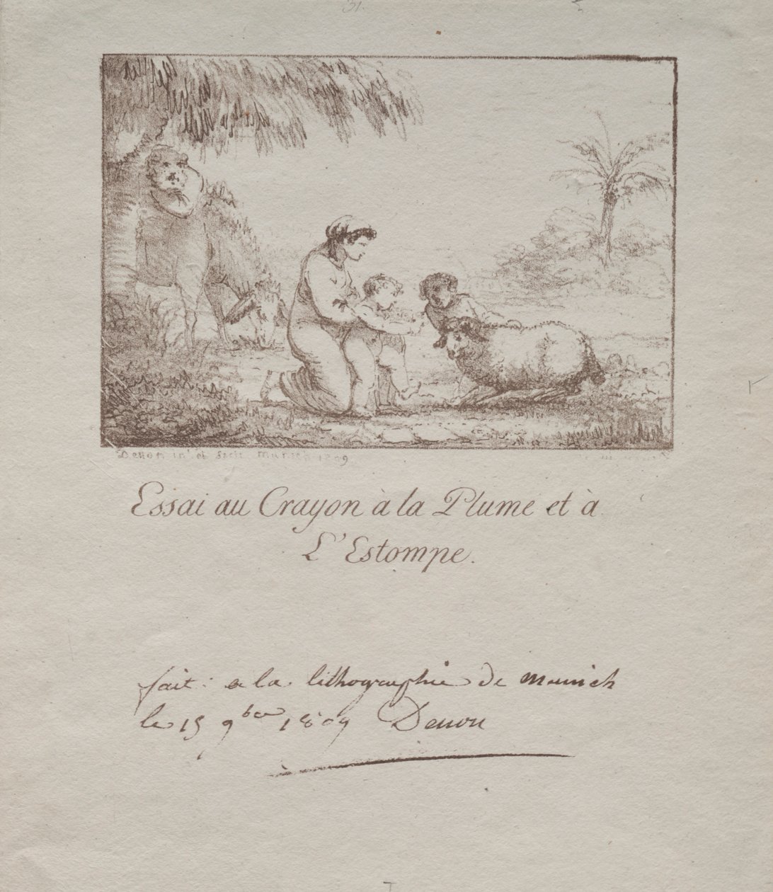 Hellig familie på flugt til Egypten, 1809. af Dominique Vivant Denon