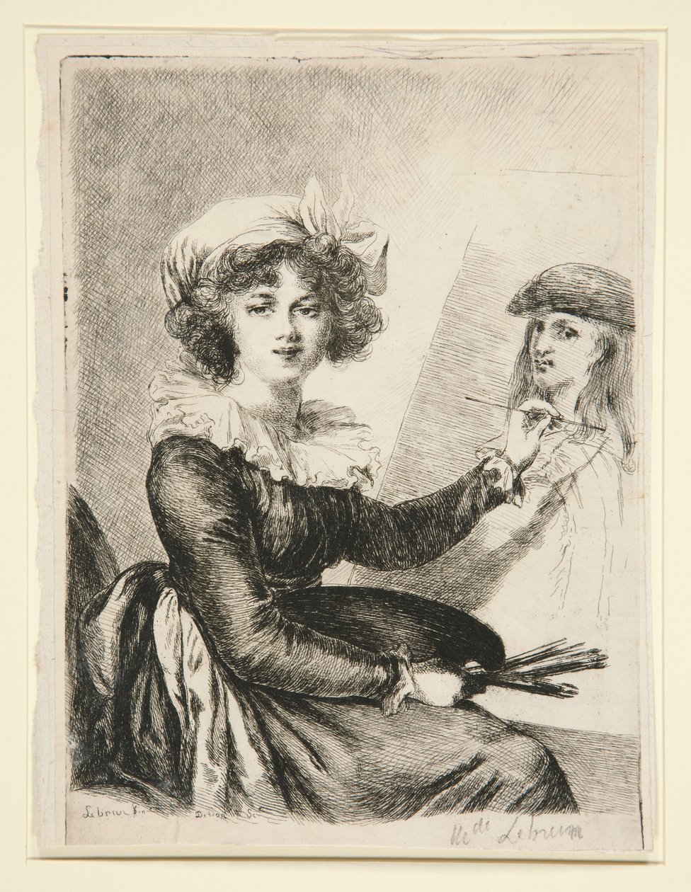 Louise-Elisabeth Vigée-Lebrun, (Mlle Lebrun), efter og spejlvendt i forhold til selvportrættet fra 1790 i Uffizierne af Dominique Vivant Denon