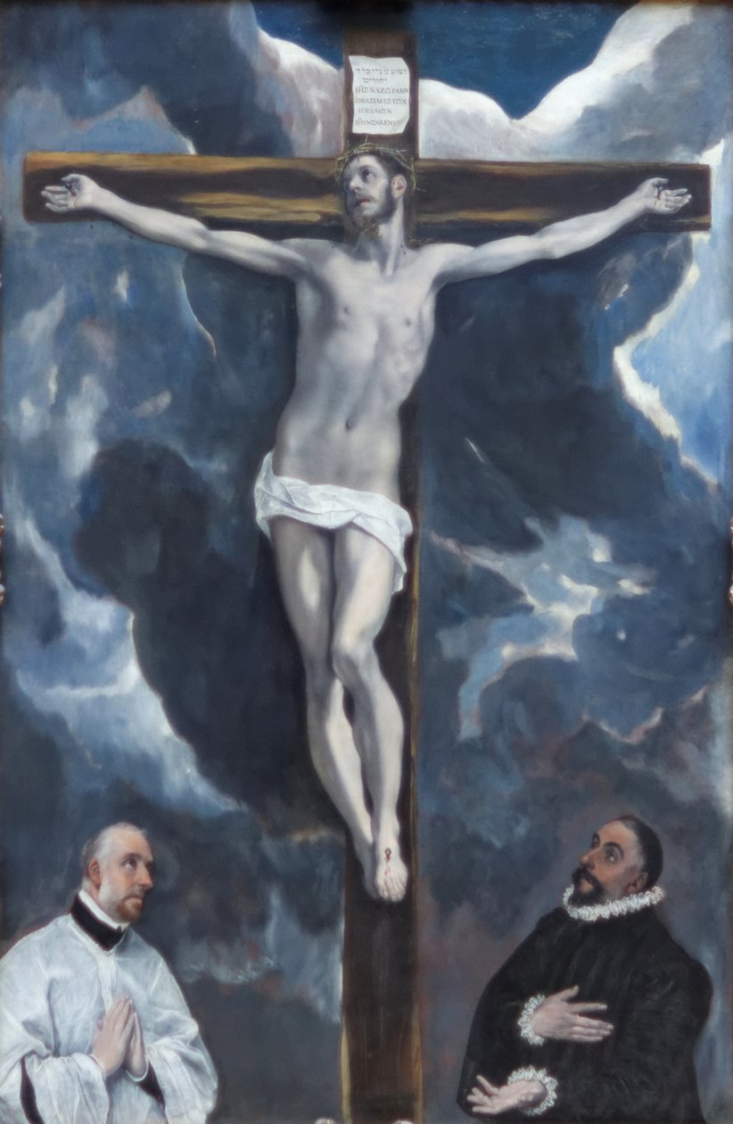 Kristus på korset tilbedt af to donorer af El Greco