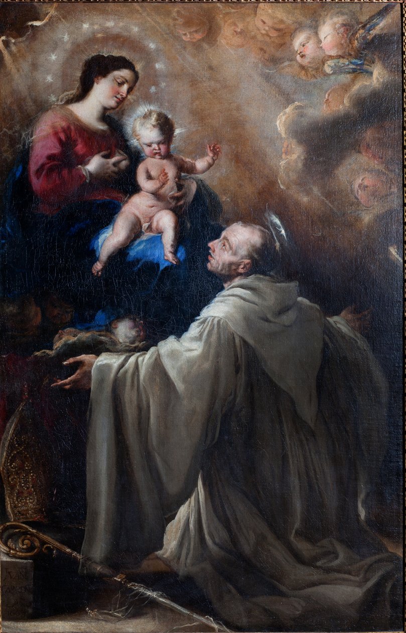 Sognemuseum. Maleri. Sankt Bernard og Madonnaen med barn. Olie på lærred. af Don Juan Carreno de Miranda