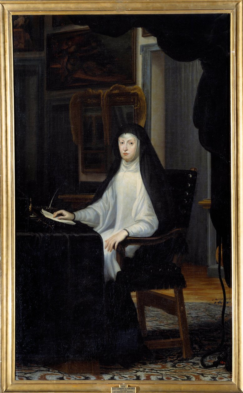 Portræt af dronning Mary Anne af Østrig i enke (1634 - 1696). Maleri af Juan Carreno De Miranda (1614-1685) Ec. Esp af Don Juan Carreno de Miranda