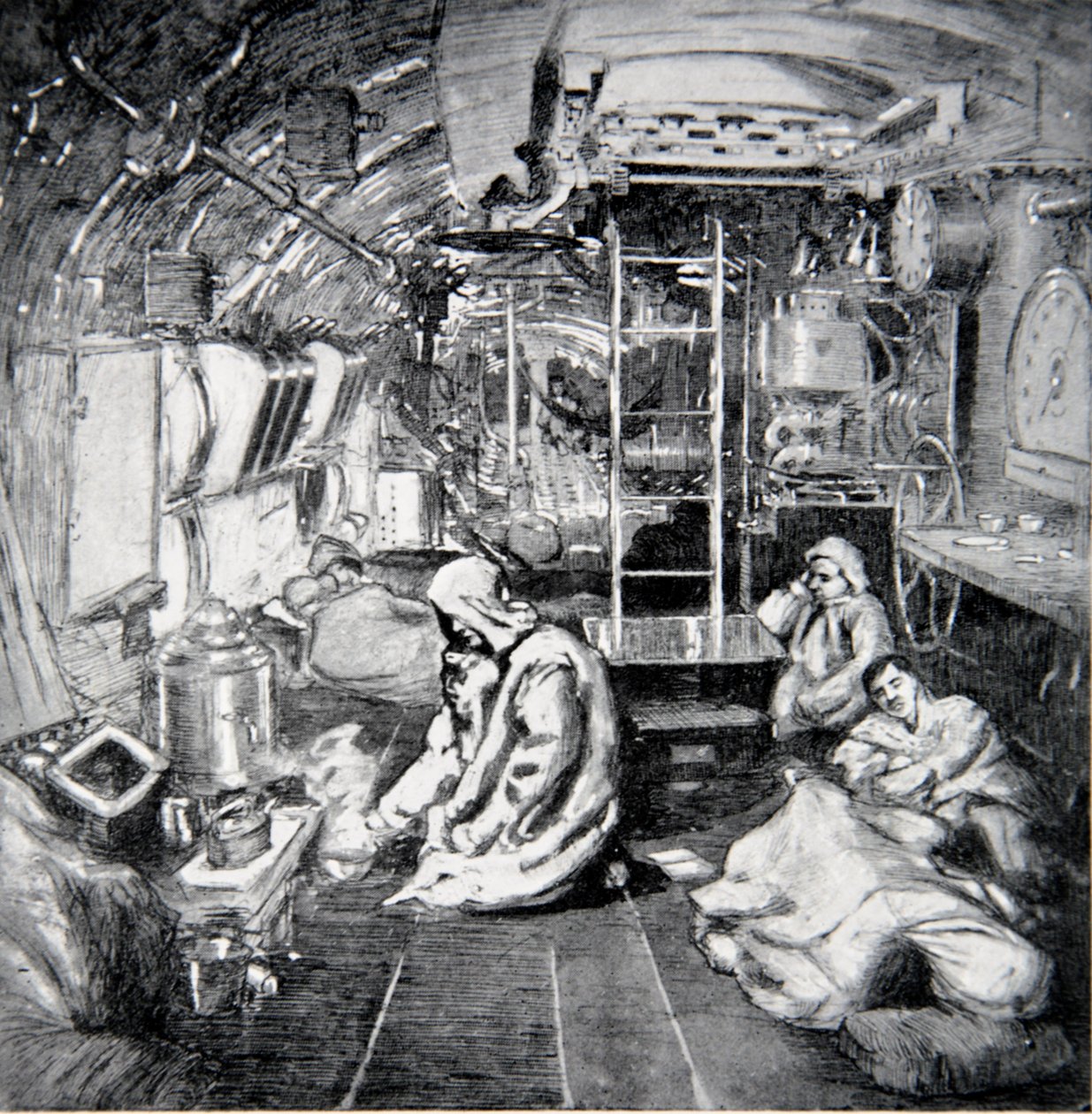 Otte klokker, midnat, illustration fra "The Naval Front" af Gordon S. Maxwell, 1920 af Donald Maxwell