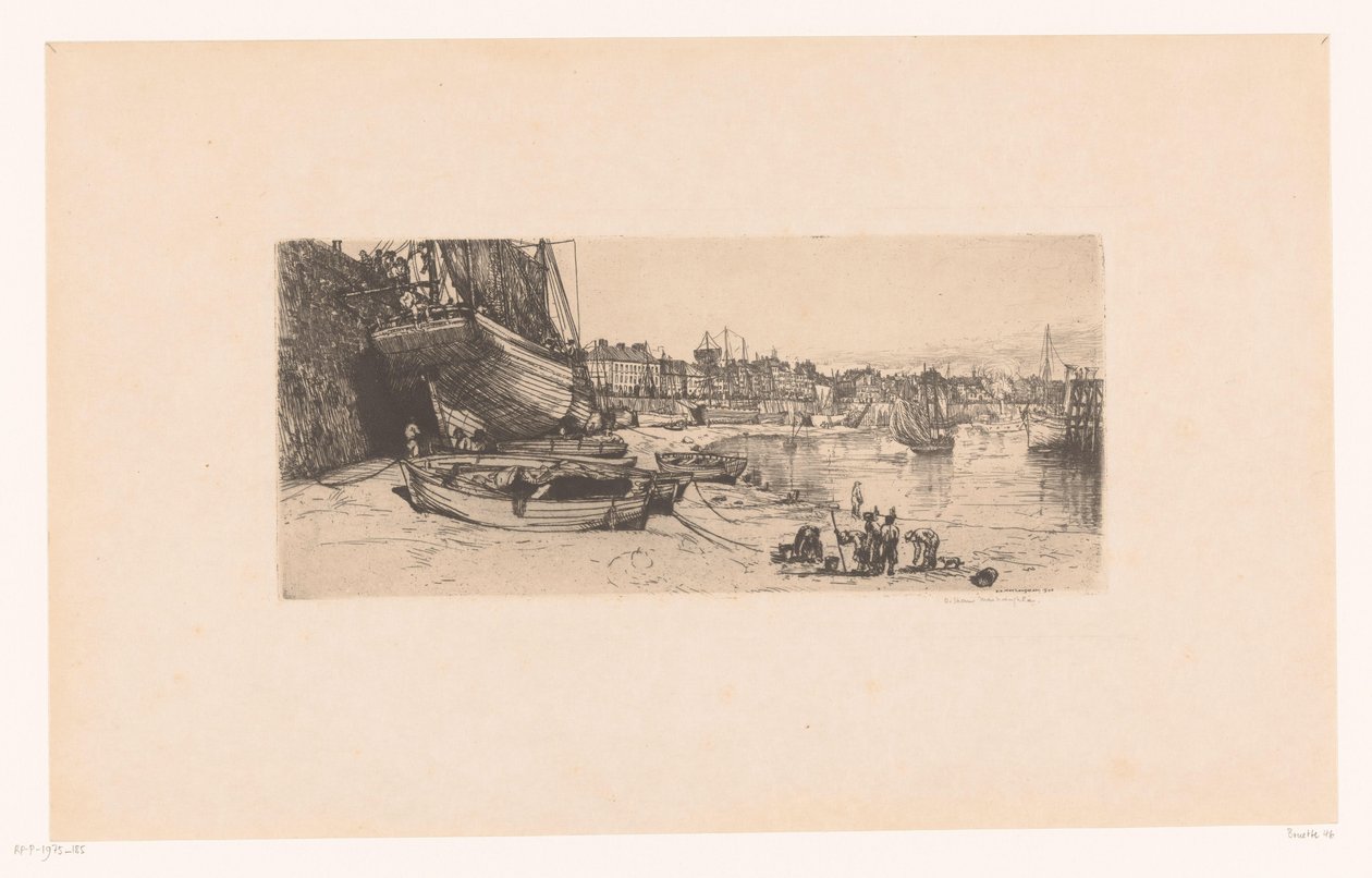 Havengezichte Boulogne-sur-Mer Havnen i Boulogne-sur-Mer af Donald Shaw MacLaughlan (signed by artist)