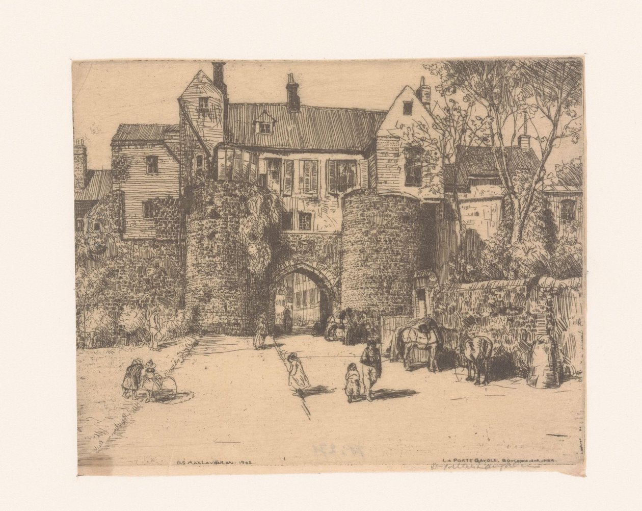 Fra Porte Gayole i Boulogne-sur-Mer Gayole-porten, Boulogne-sur-Mer (titel på objekt) af Donald Shaw MacLaughlan