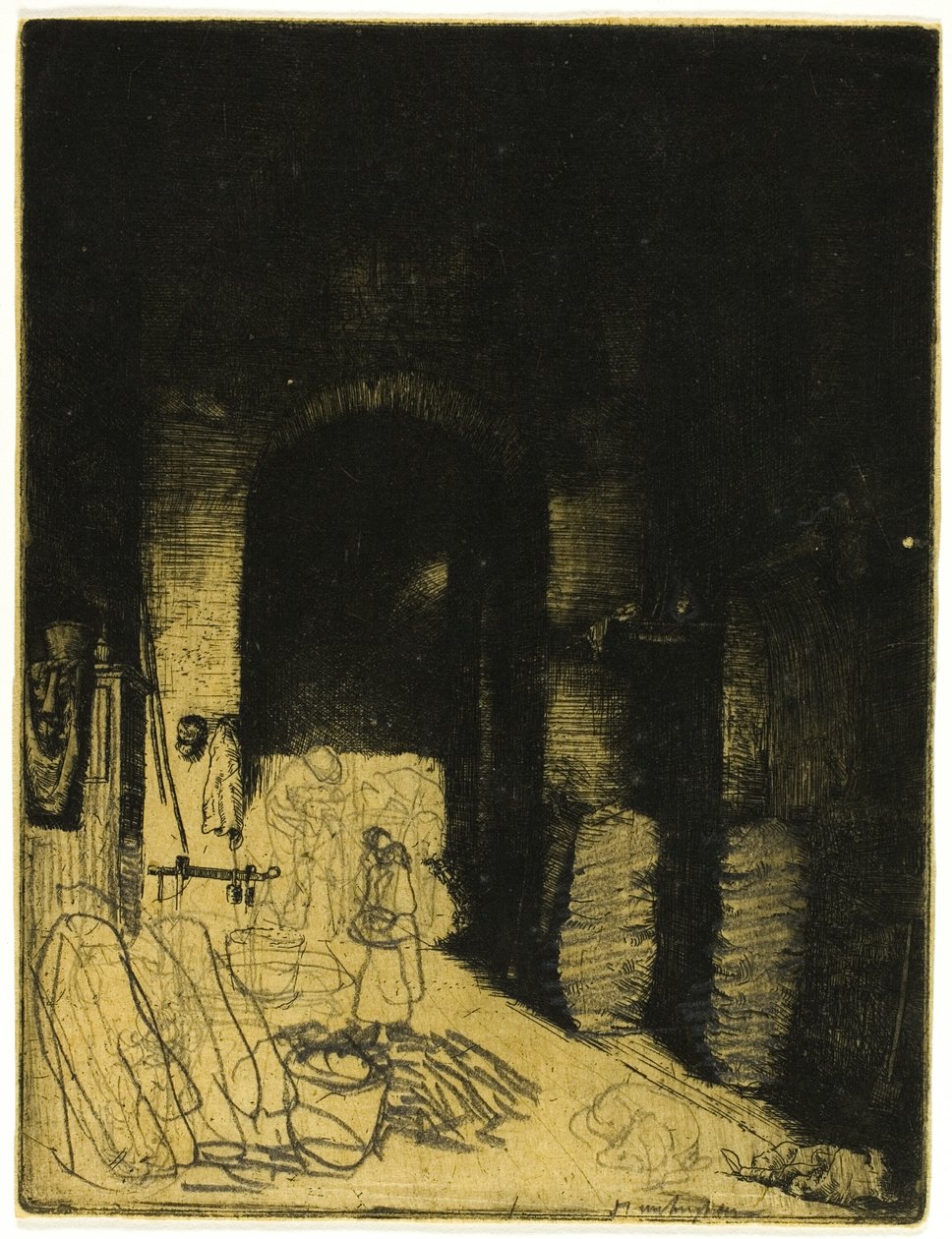 Interiør af Charcoal Shop, Firenze af Donald Shaw MacLaughlan