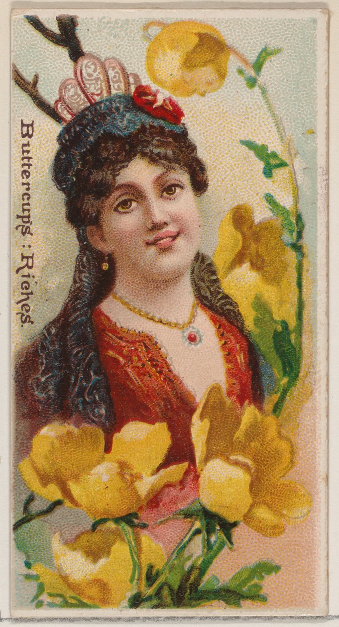 Buttercups: Riches, fra serien Floral Beauties and Language of Flowers N75 for Duke..., 1892. af Donaldson Brothers
