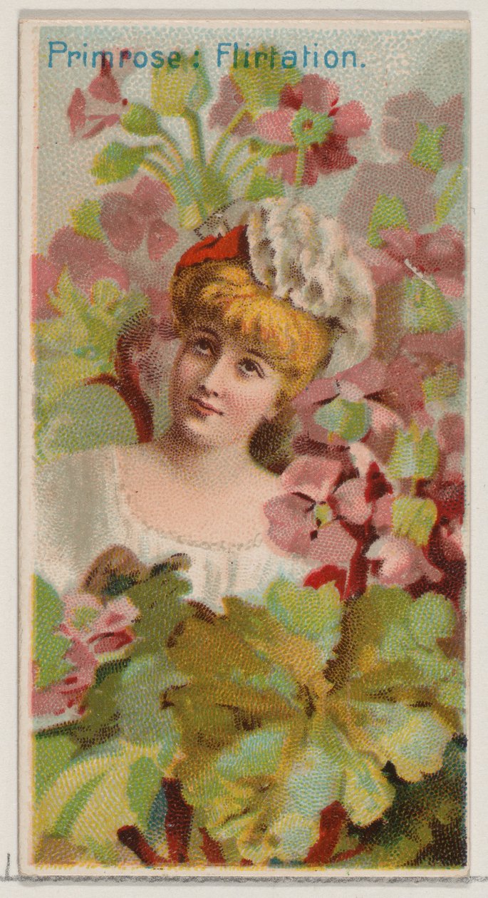Primrose: Flirtation, fra serien Floral Beauties and Language of Flowers N75 for Du..., 1892. af Donaldson Brothers