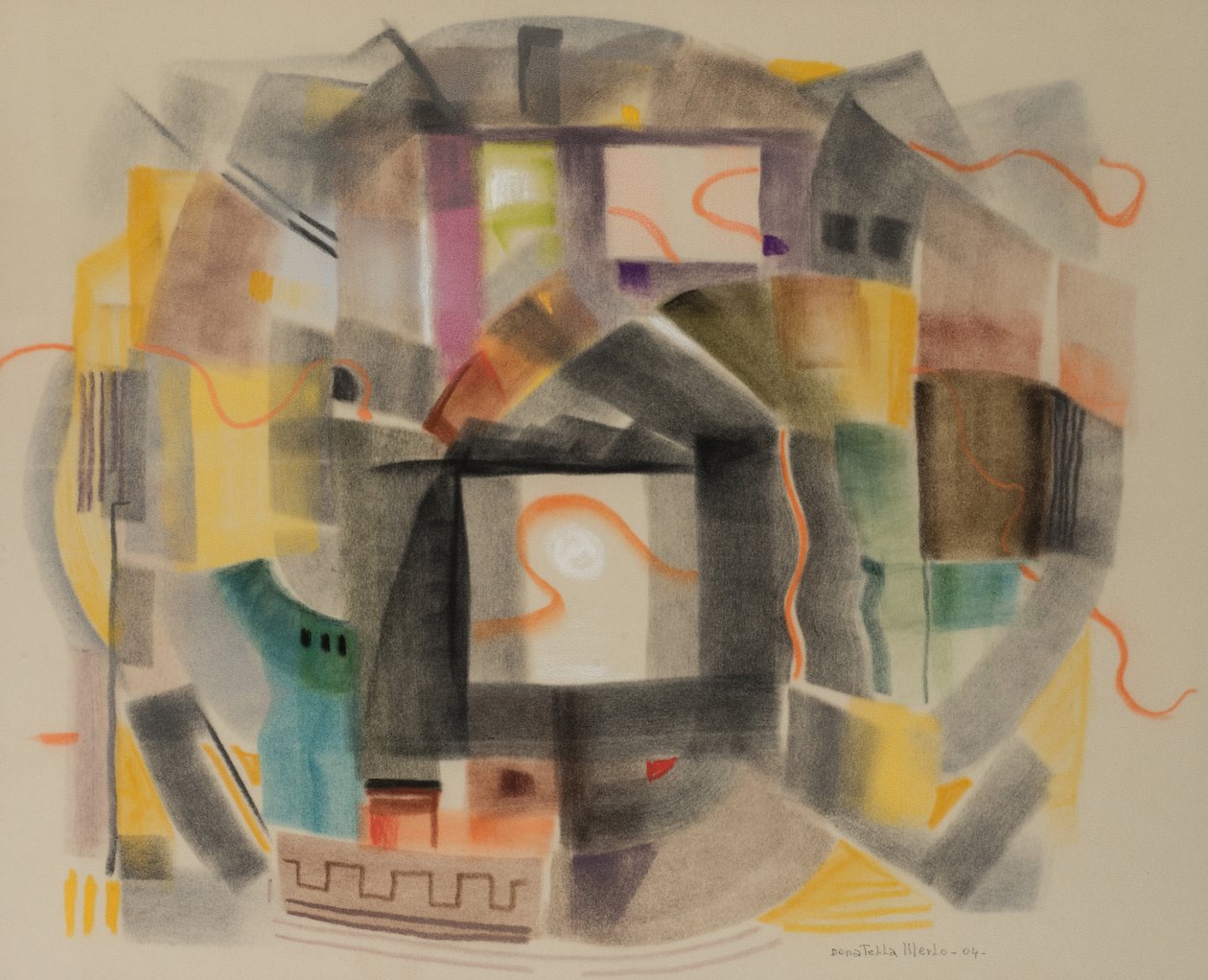 Ariadnes tråd, 2004 (pastel på fløjlsblødt papir) af Donatella Merlo