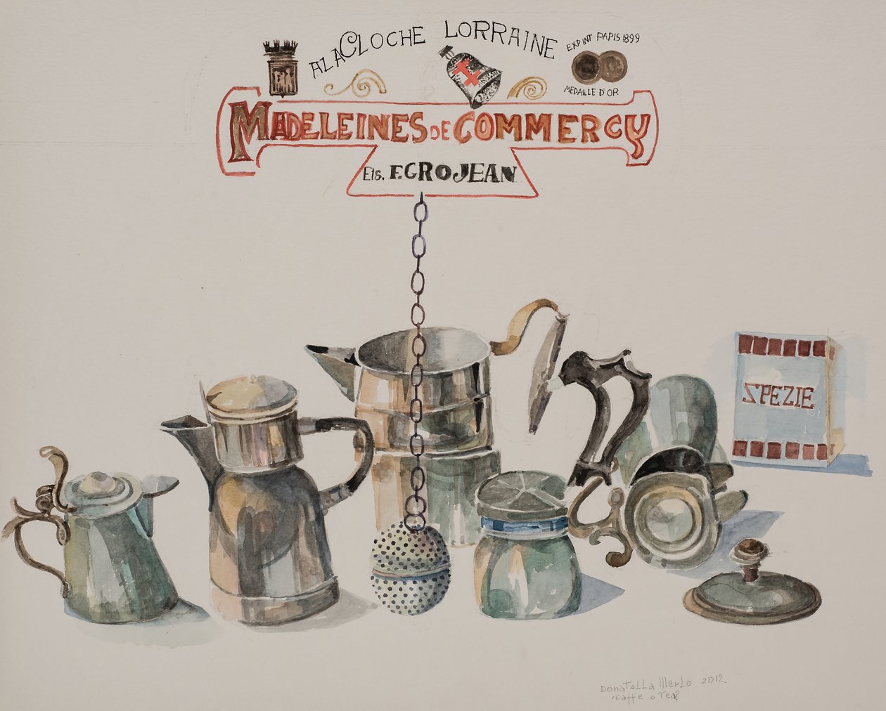 Kaffe eller te, 2012 (akvarel på papir) af Donatella Merlo