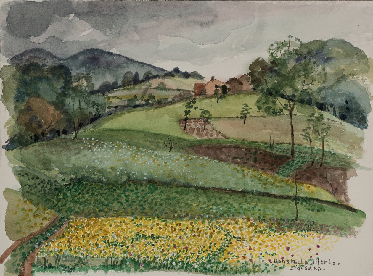 Bonde, ca. 1980 (akvarel på papir) af Donatella Merlo