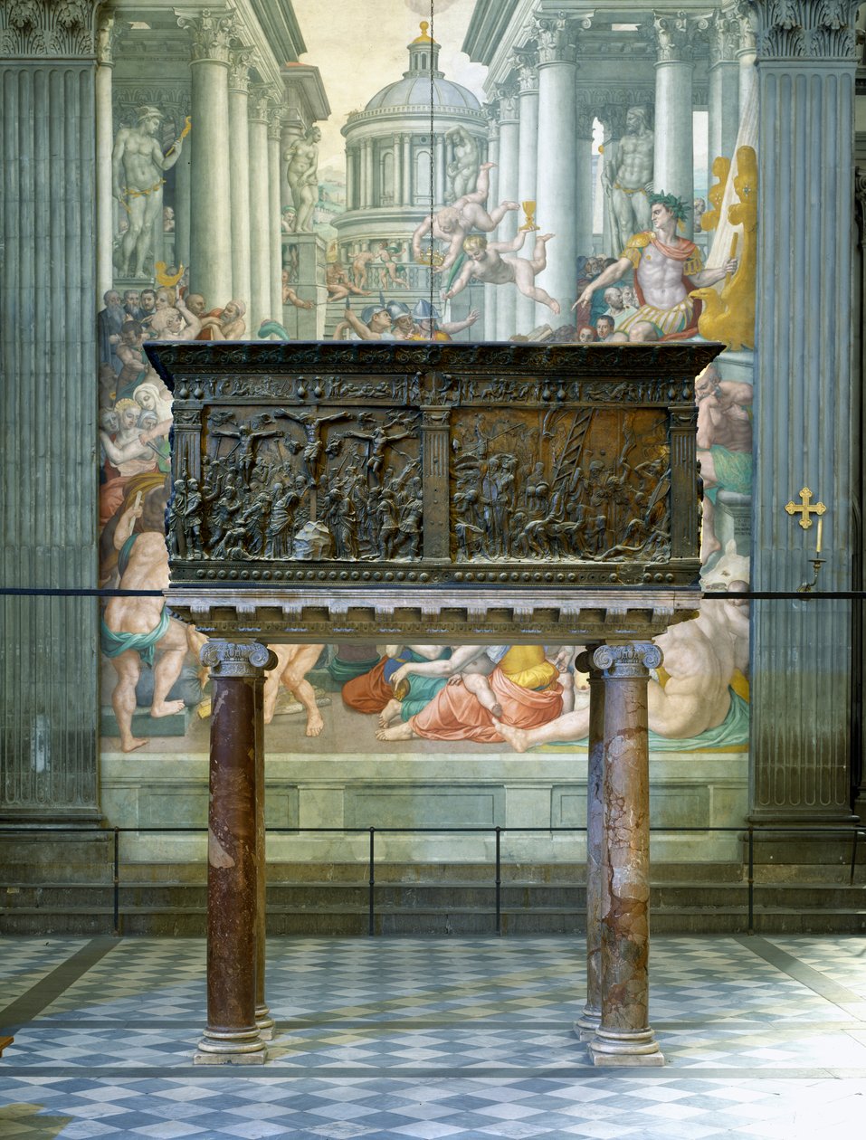 Venstre prædikestol, Basilica di San Lorenzo, Firenze, 1460 (bronze) af Donatello