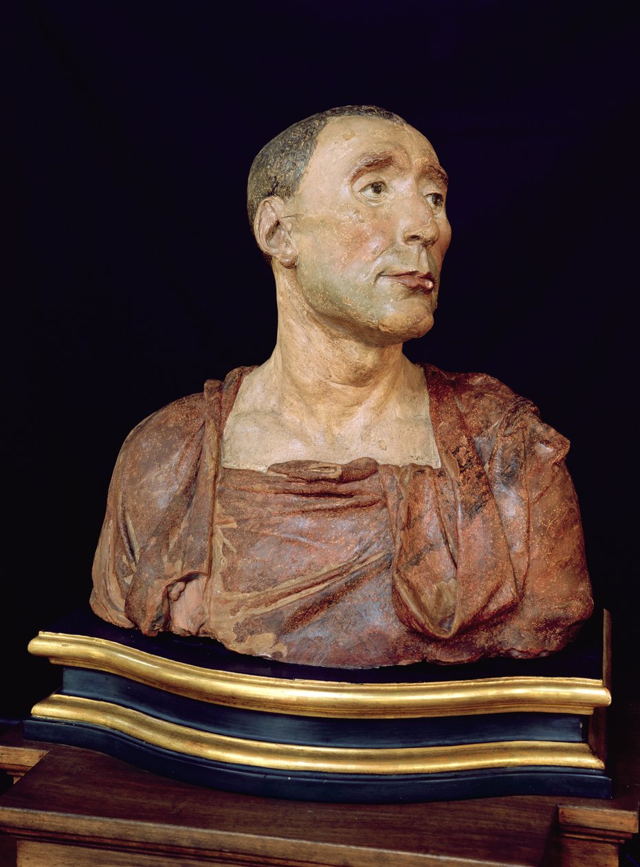 Portrætbuste af Niccolo da Uzzano (1359-1431) (polykrom terracotta) af Donatello