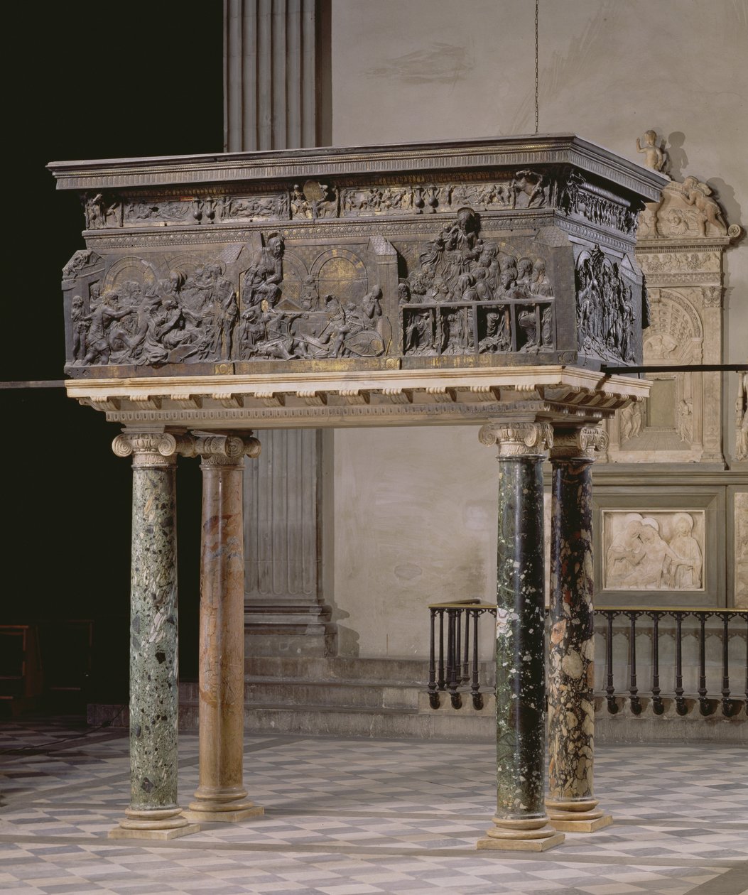 Prædikestol fra skibets sydside, 1460 (bronze) af Donatello