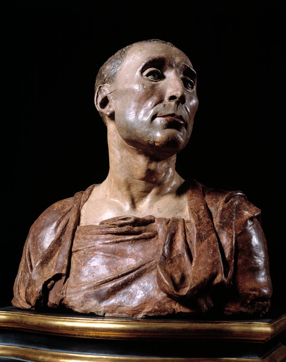 Busteportræt af condottiere Niccolo da Uzzano (1359-1431) "" Terracotta-skulptur af Donato de 