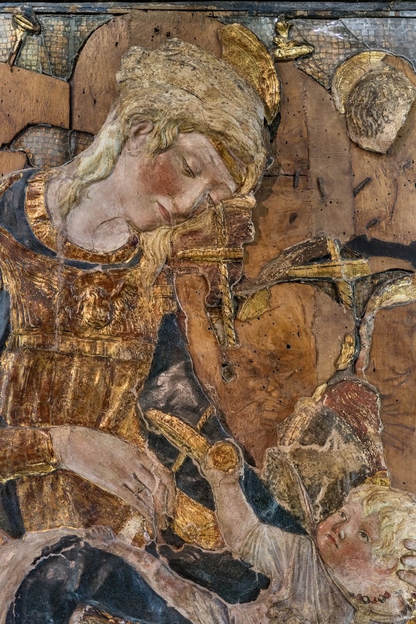Madonna med barn og engle, før 1443 (polykrom stukkatur) af Donatello