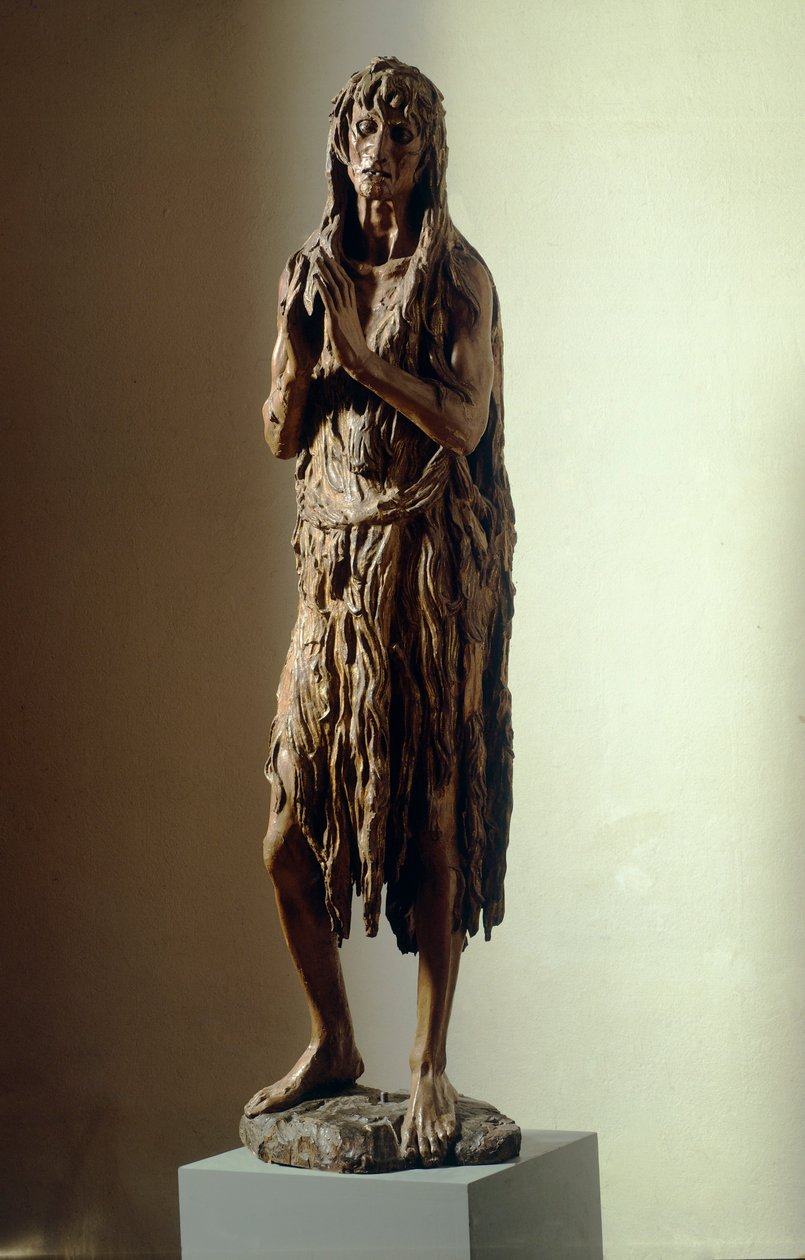 Penitent Magdalene af Donatello (ca 1386-1466), træstatue af Donatello