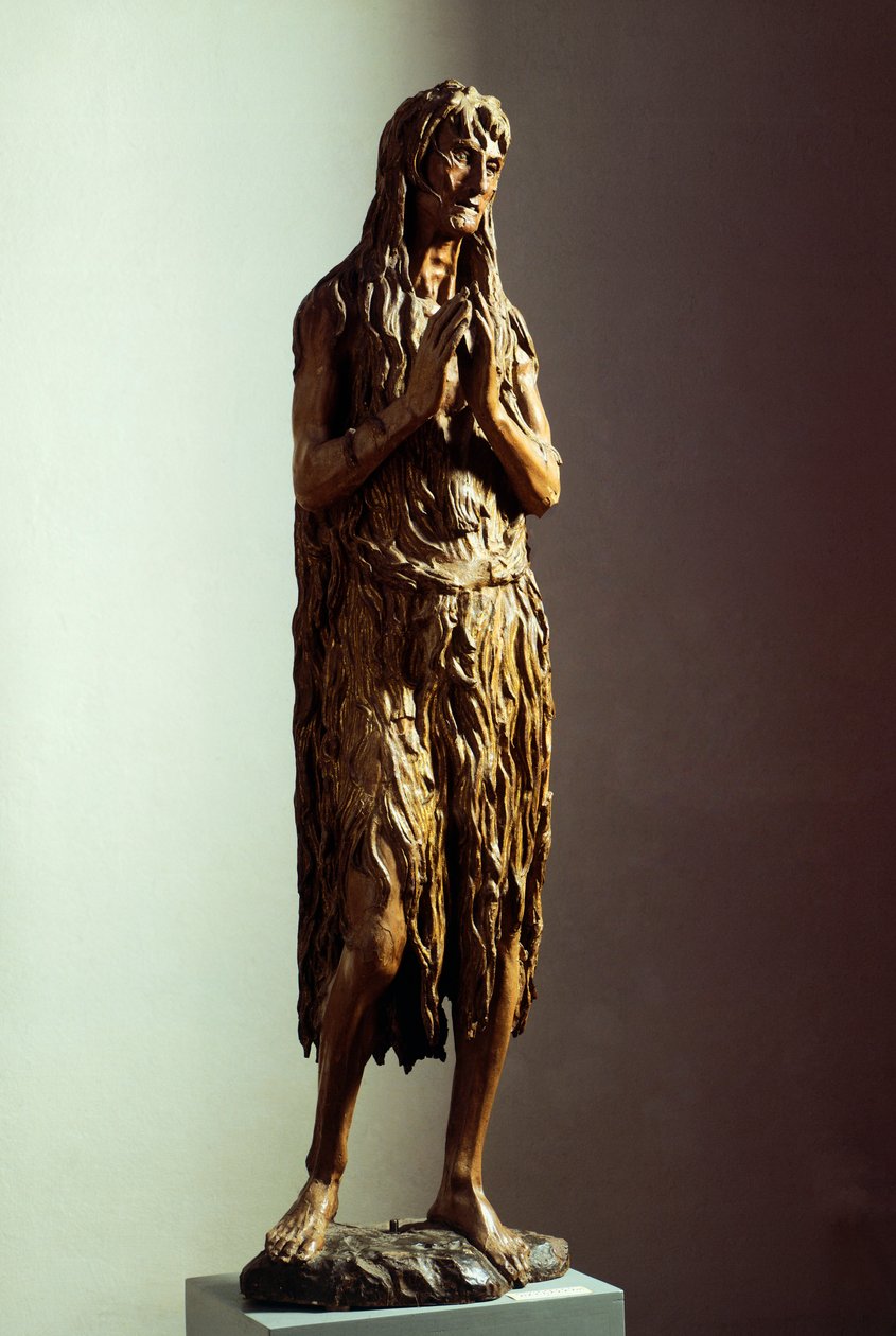 Penitent Magdalene af Donatello (ca 1386-1466), træstatue af Donatello
