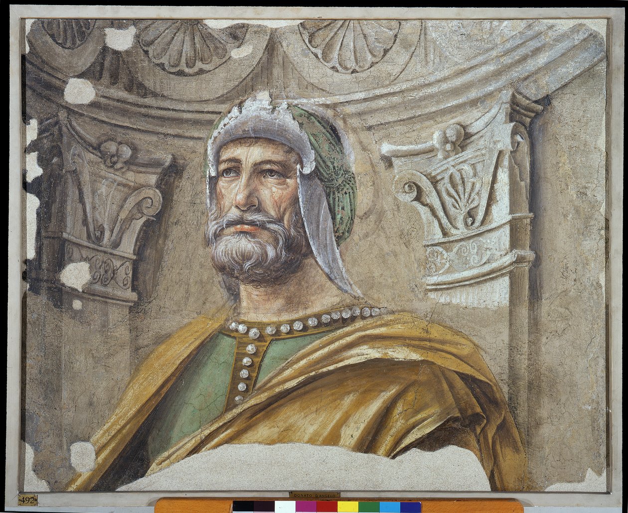 Våbenmand med skæg og hjelm af Donato Bramante